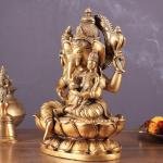 Pure Brass Shakti Ganesha | 10.5" x 8" x 4.5" | 4.870 kg | Divine Energy Form | Siddhi Bestowing Art | Sacred Hindu Statue | Jaipurio